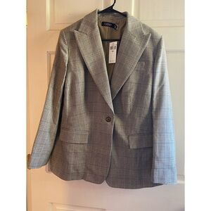 Lauren Ralph Lauren NWT Glen Plaid Cotton-Blend Twill Blazer